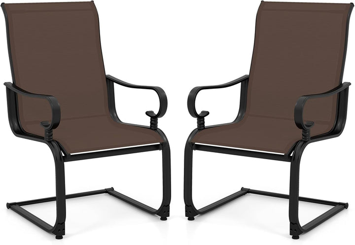 Giantex Patio Dining Chairs Set of 2/4 | High Back Outdoor Patio Chairs with Metal C Spring Frame