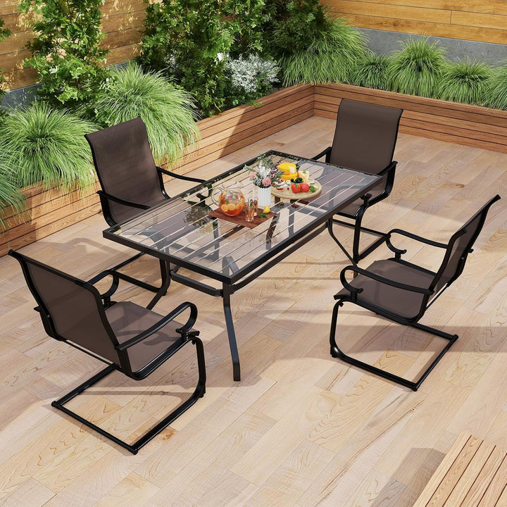 Giantex Patio Dining Chairs Set of 2/4 | High Back Outdoor Patio Chairs with Metal C Spring Frame
