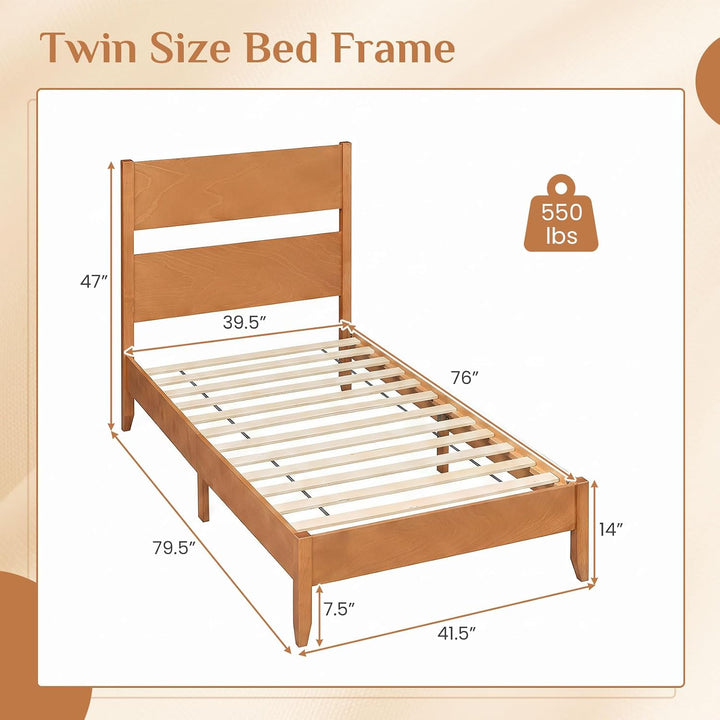 GIANTEX Queen/Full/Twin Size Wooden Bed Frame with Slatted Headboard