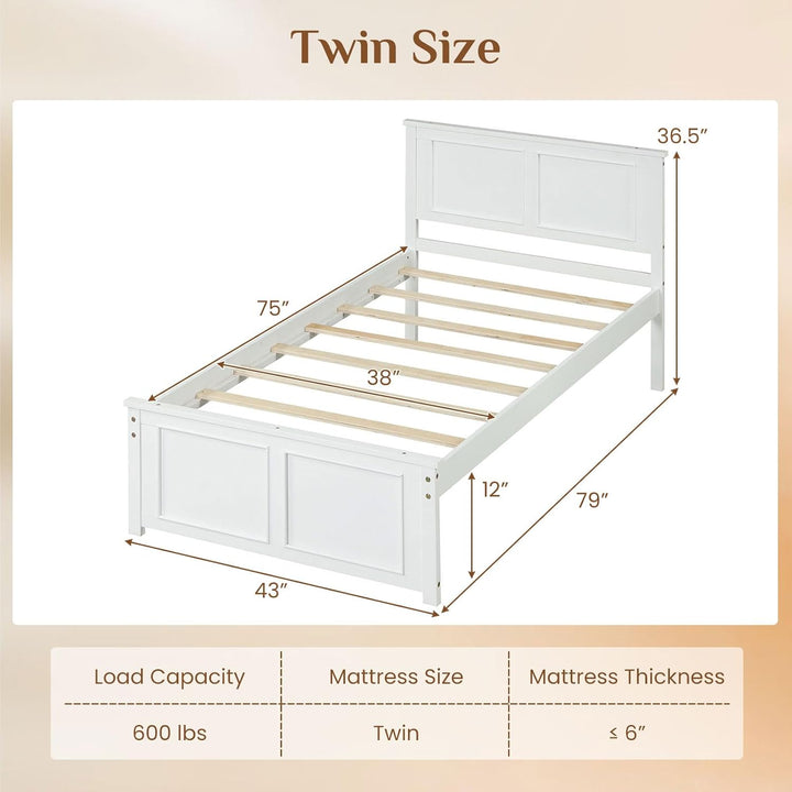 Giantex Wood Queen/Full/Twin Size Farmhouse Solid Platform Bed