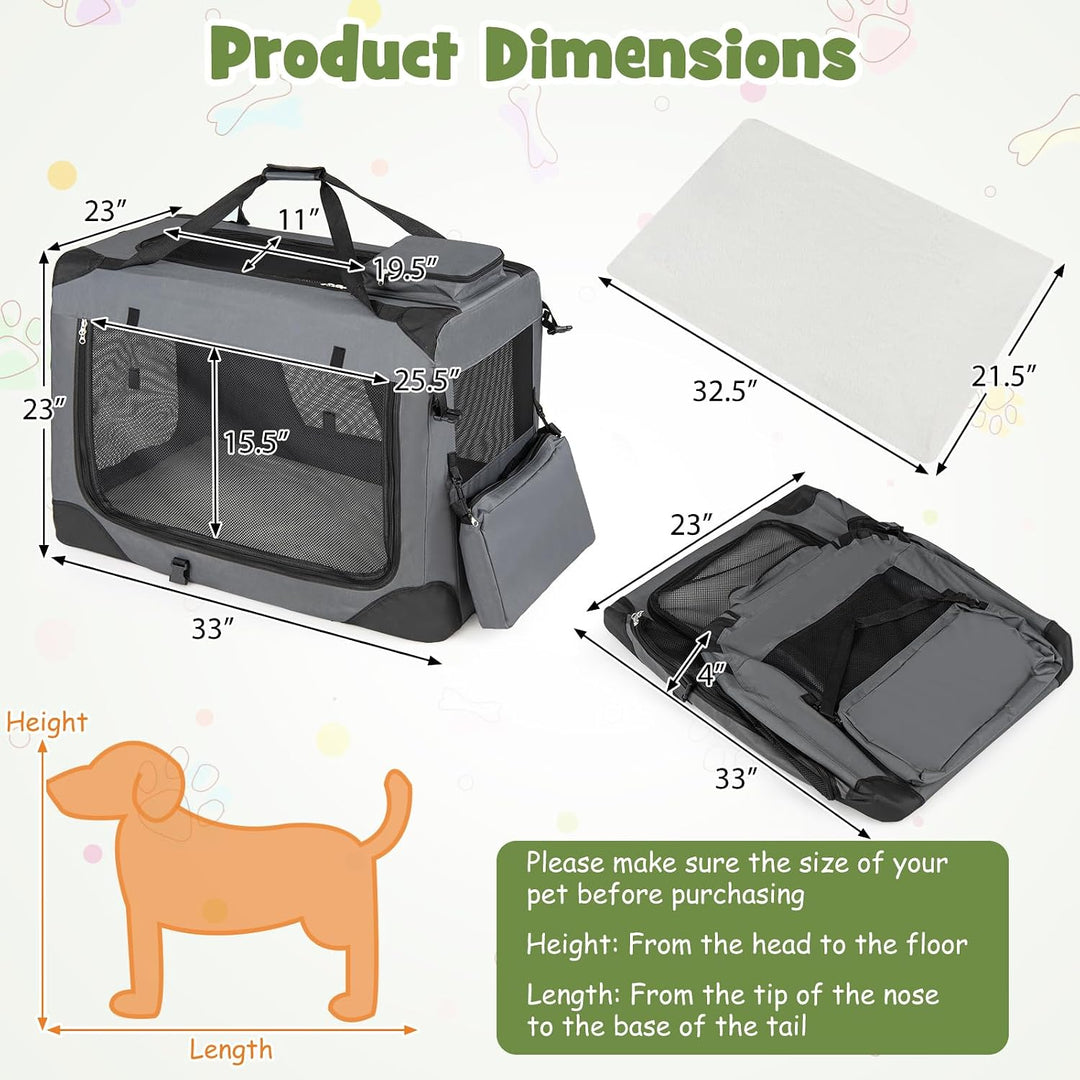Giantex Folding Soft Dog Crate with 5-Sided Mesh