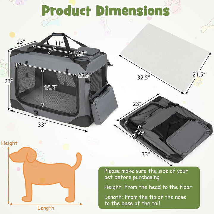 Giantex Folding Soft Dog Crate with 5-Sided Mesh