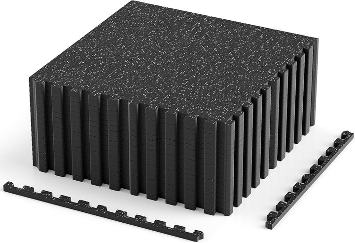 Giantex 0.39" Thick 24" x24" Interlocking Rubber Gym Floor Mats with Border Strips