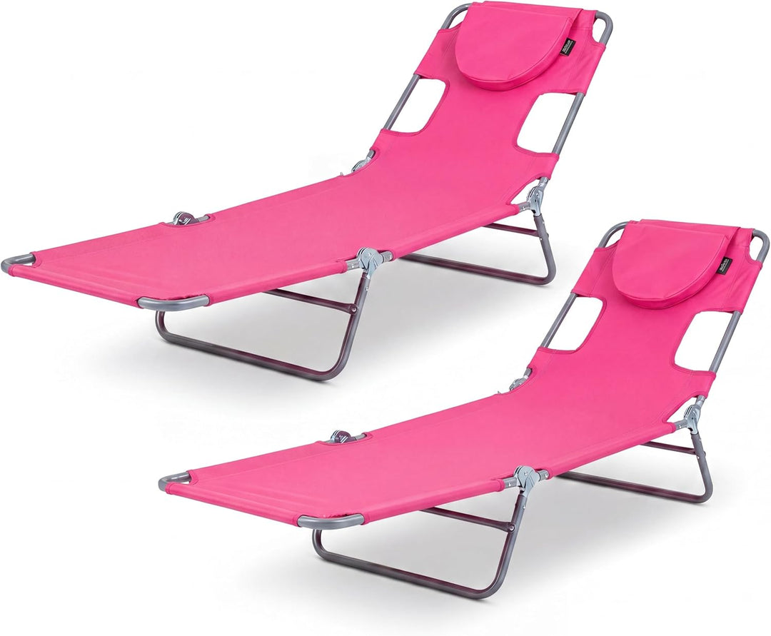 Giantex Folding Tanning Chair with Face Hole &amp; 5-Position Adjustable Backrest (1/2)
