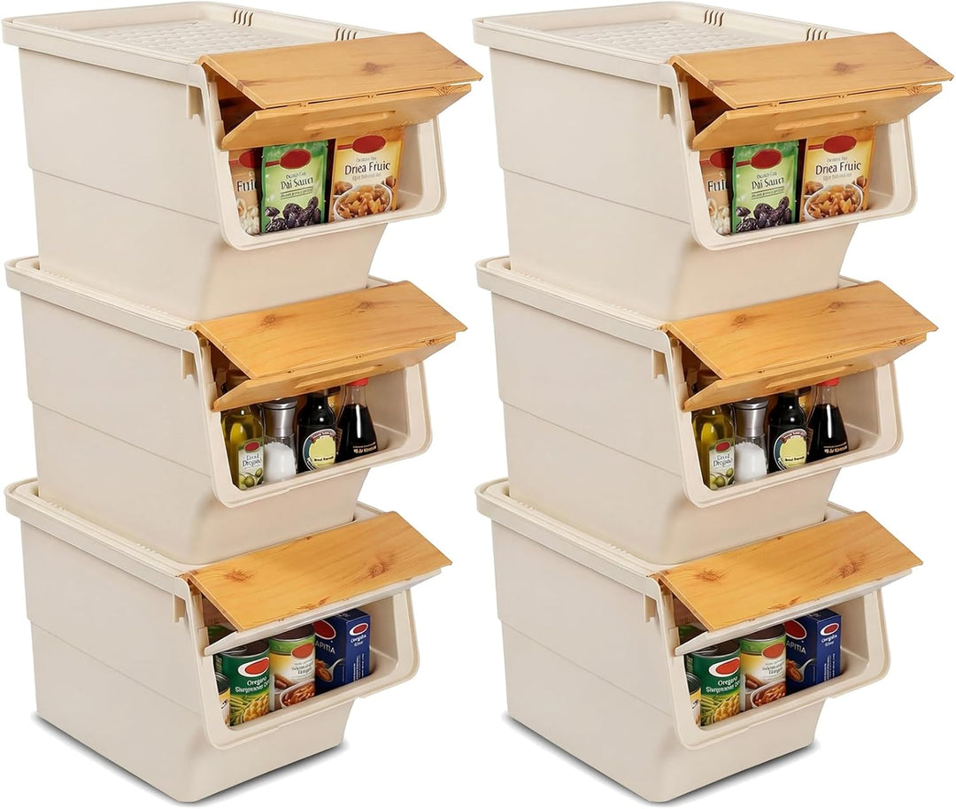 Giantex Plastic Stackable Storage Bins with Lids &amp; Wheels