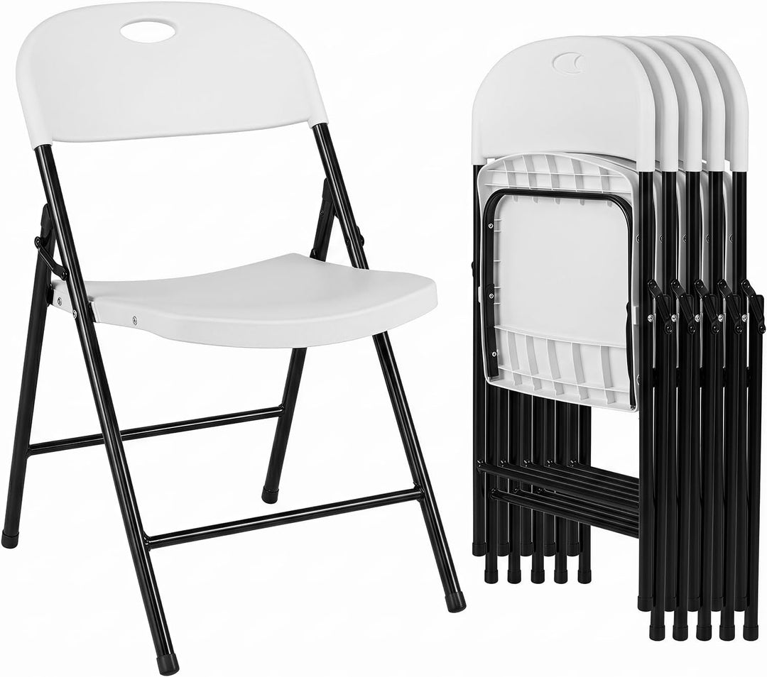 Giantex Plastic Folding Chair | Portable Stackable Commercial Seats with Ergonomic Backrest
