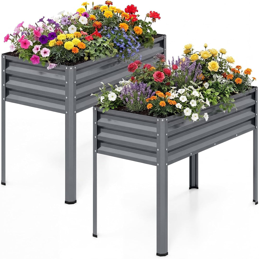 Giantex 44" x 22" x 32" Metal Large Elevated Planter Box for Vegetable Flower Fruit Herb (1/2)