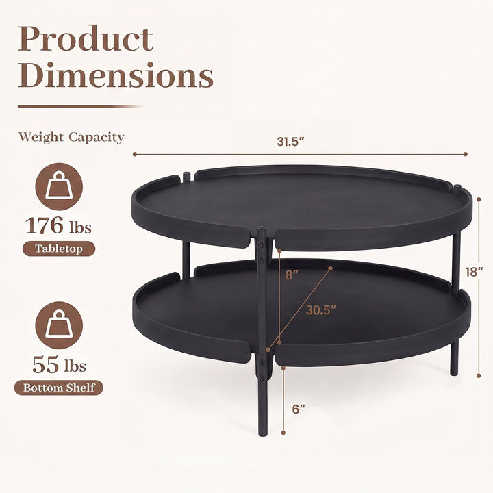 GIANTEX Small Round Coffee Table 24" Center Table with Storage