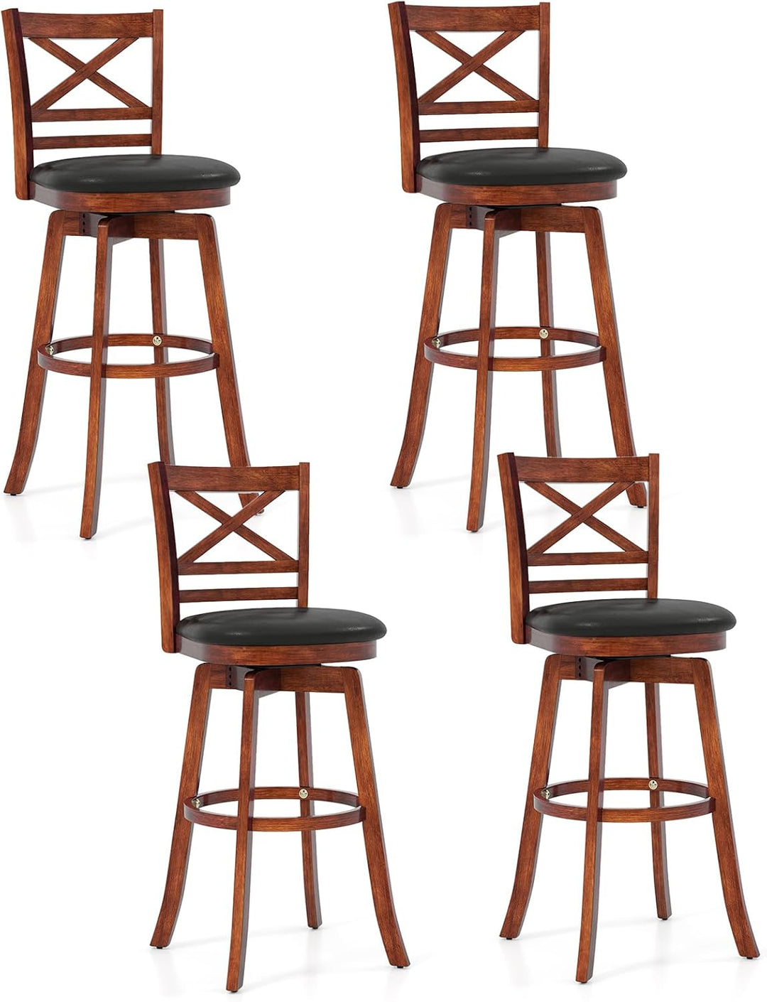Giantex 30.5 Inch Bar Height Chairs Stools Set of 2/4 with PU Faux Leather Upholstered Seat