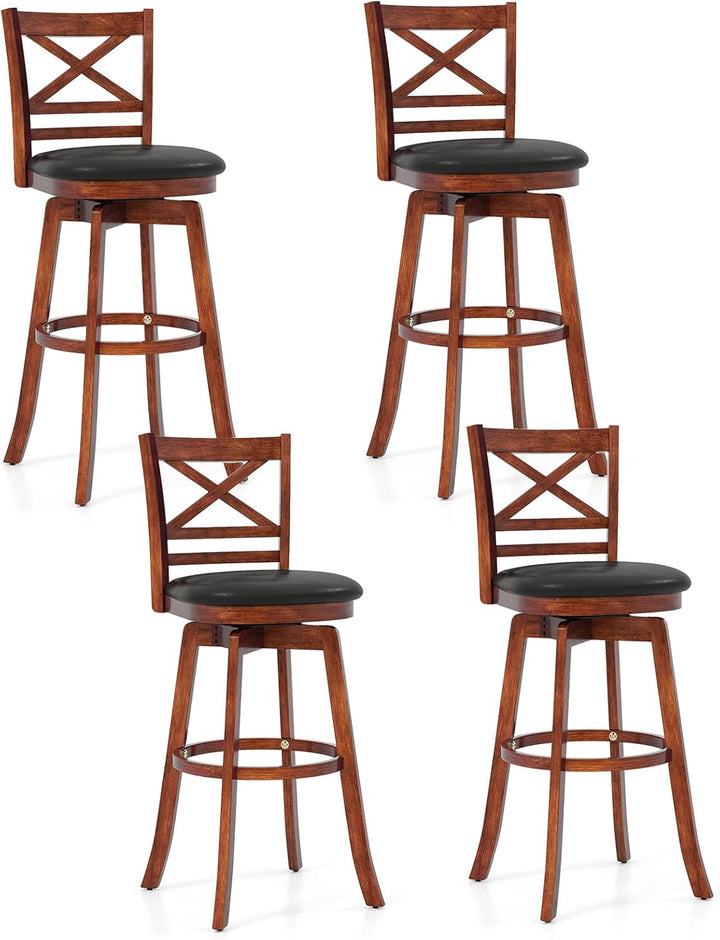 Giantex 30.5 Inch Bar Height Chairs Stools Set of 2/4 with PU Faux Leather Upholstered Seat
