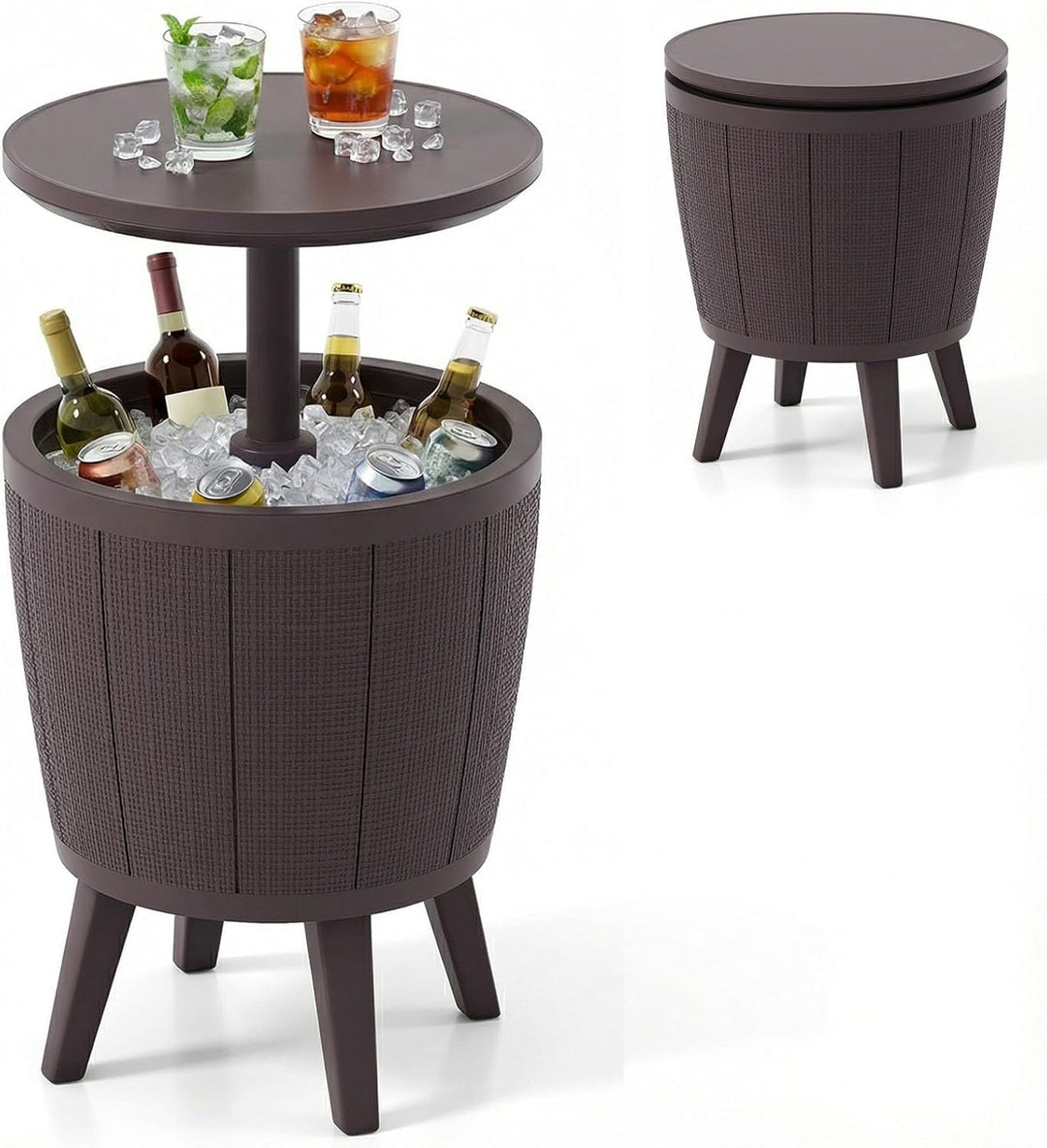 Giantex 3-in-1 Outdoor Cooler Bar Table | 10-Gallon Ice Bucket with Lift-Top Cocktail Table