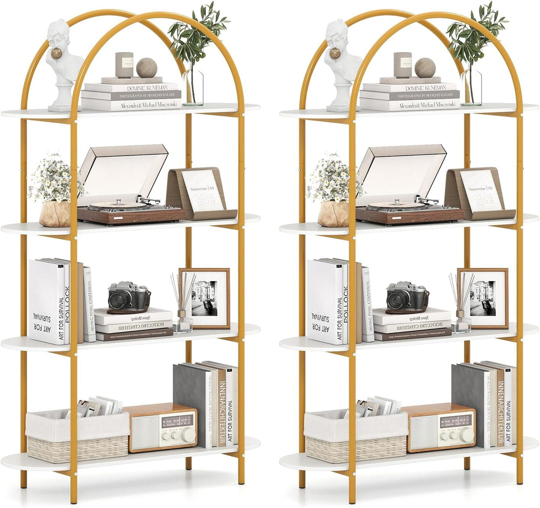 Giantex Arched Bookshelf 4-Tier Industrial Open Bookcase with Sturdy Metal Frame