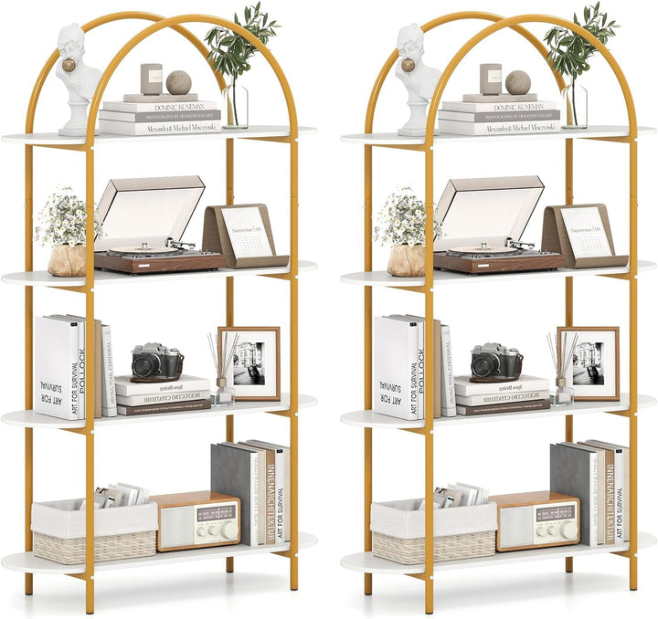 Giantex Arched Bookshelf 4-Tier Industrial Open Bookcase with Sturdy Metal Frame