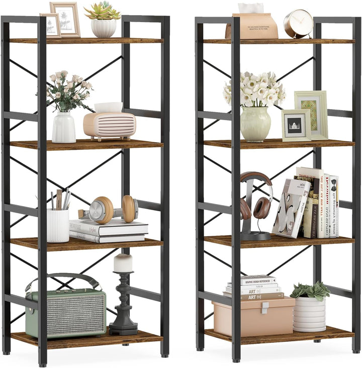 Giantex 4-Tier Bookshelf | Narrow Freestanding Display Shelf with Metal Frame (1/2)