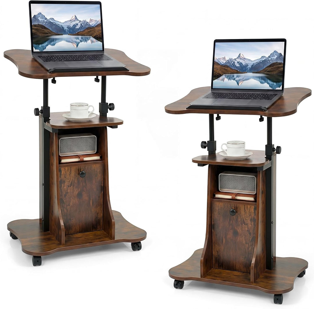 Giantex Mobile Podium Stand | Height Adjustable Laptop Computer Cart w/Tilting Top (1/2)