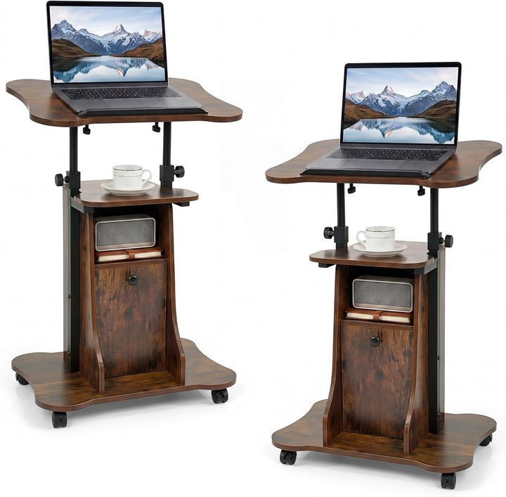 Giantex Mobile Podium Stand | Height Adjustable Laptop Computer Cart w/Tilting Top (1/2)