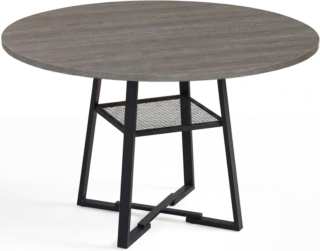 Giantex Round Dining Table for 4-6 | 47.5" Circle Kitchen Table with Storage Shelf