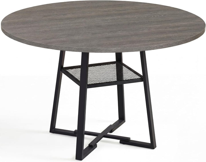 Giantex Round Dining Table for 4-6 | 47.5" Circle Kitchen Table with Storage Shelf