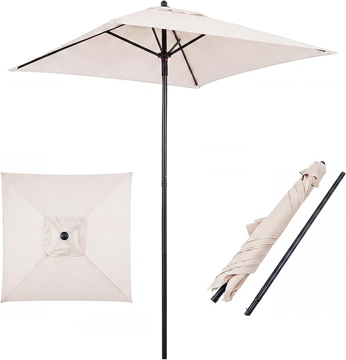 Giantex Square Patio Umbrella with Push Bottom Tilt &amp; 4 Sturdy Ribs