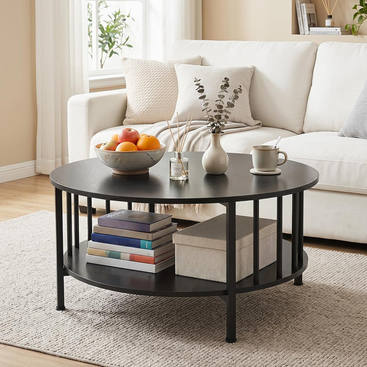 Giantex 32.5" Wood Farmhouse Round Coffee Table