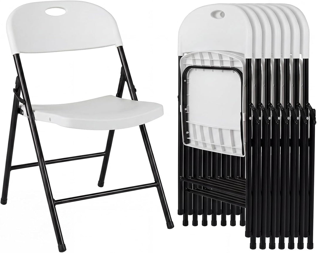 Giantex Plastic Folding Chair | Portable Stackable Commercial Seats with Ergonomic Backrest