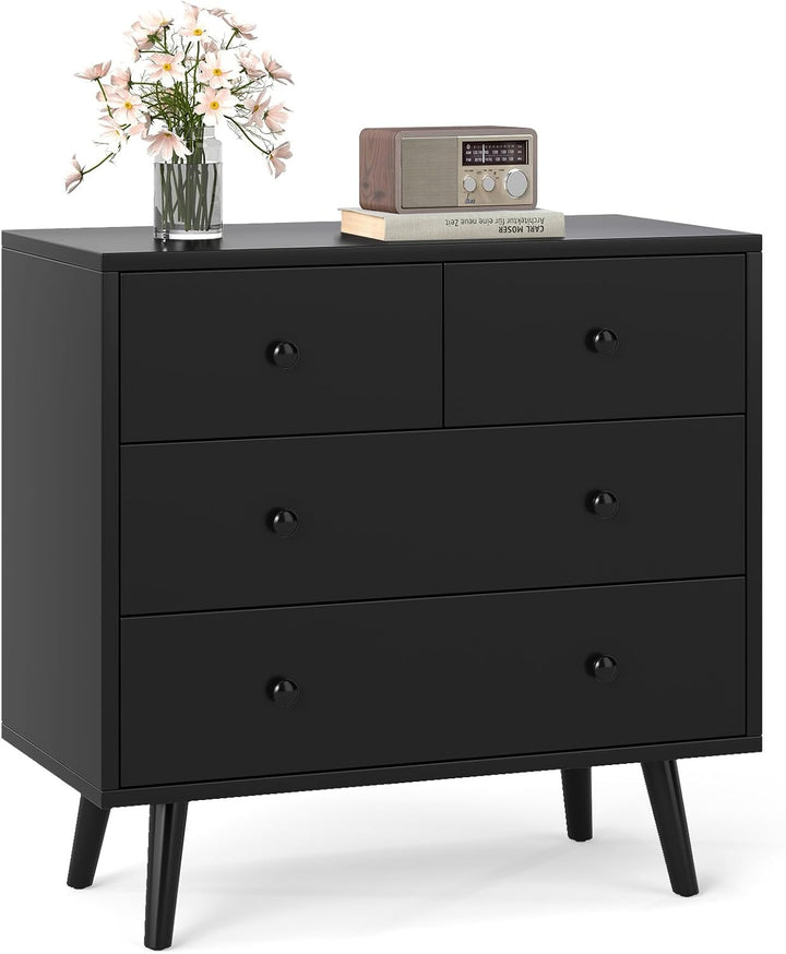 Giantex 4-Drawers Dresser for Bedroom | Wide Wooden Chest Drawers with Anti-Toppling Devices
