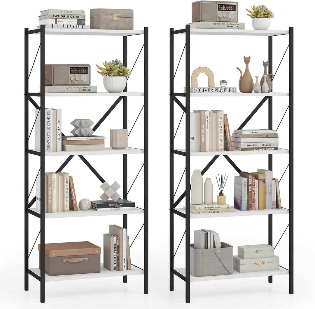 Giantex 5-Tier Tall Industrial Bookcase with Heavy-Duty Metal Frame (1/2)