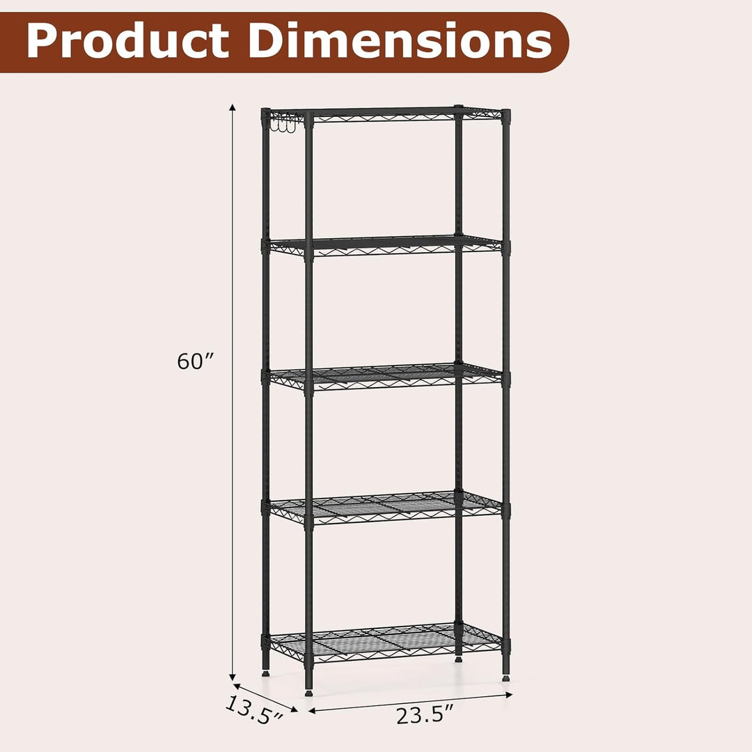 Giantex Storage Shelves Adjustable Wire Shelf Rack w/4 Removable Hooks