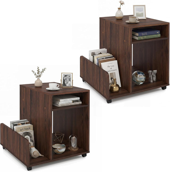 Giantex 3-Tier Rolling End Table w/Magazine Rack &amp; Open Storage Shelves (1/2)