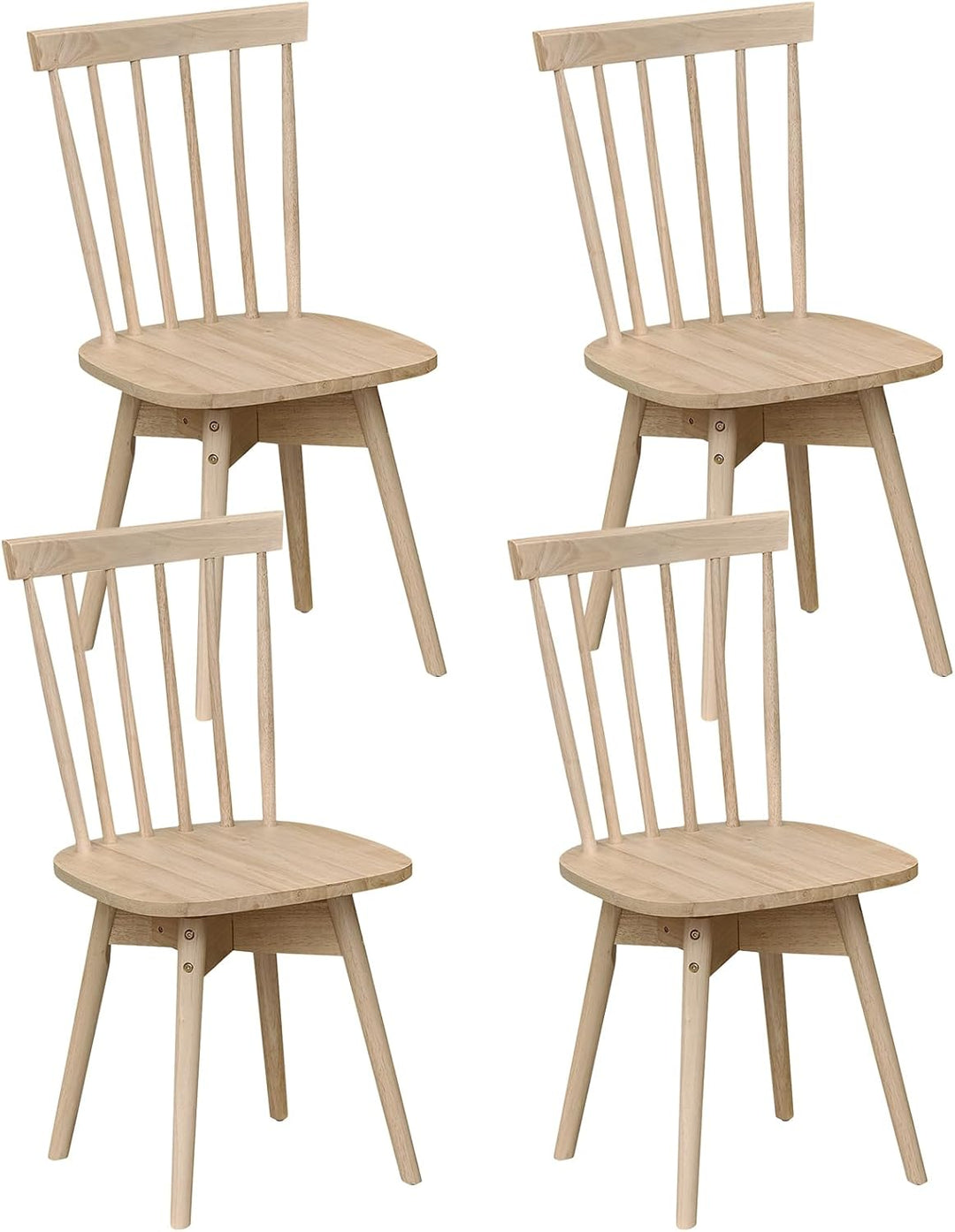 Giantex Windsor Mid Century Rubber Wood Kitchen Chairs with Swivel Seat &amp; Spindle Back (2/4)