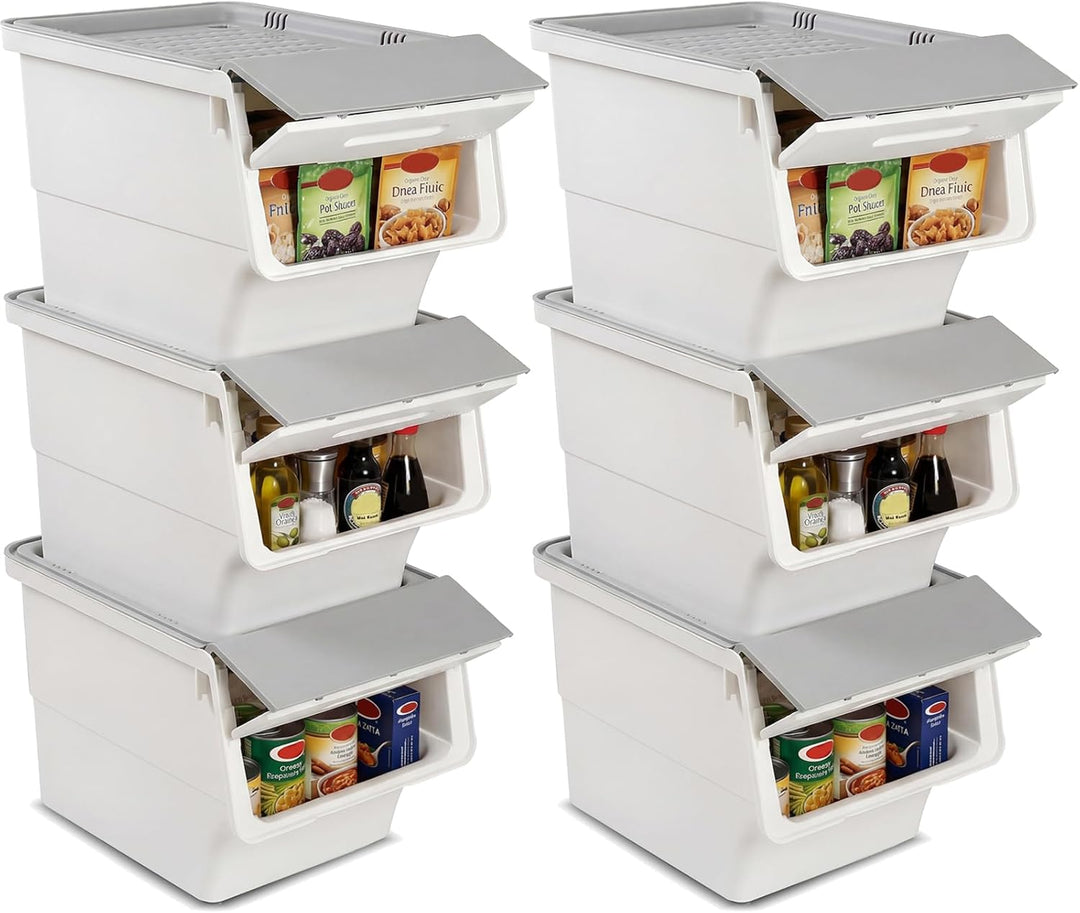 Giantex Plastic Stackable Storage Bins with Lids &amp; Wheels