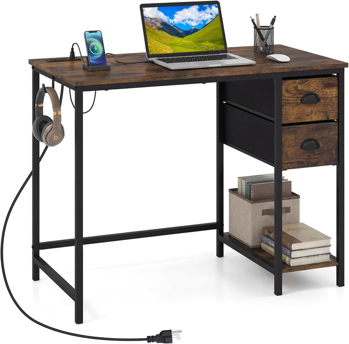 Giantex 38" Home Office Desk with Charging Station