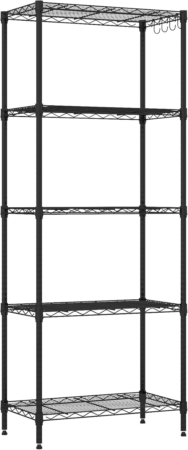 Giantex Storage Shelves Adjustable Wire Shelf Rack w/4 Removable Hooks
