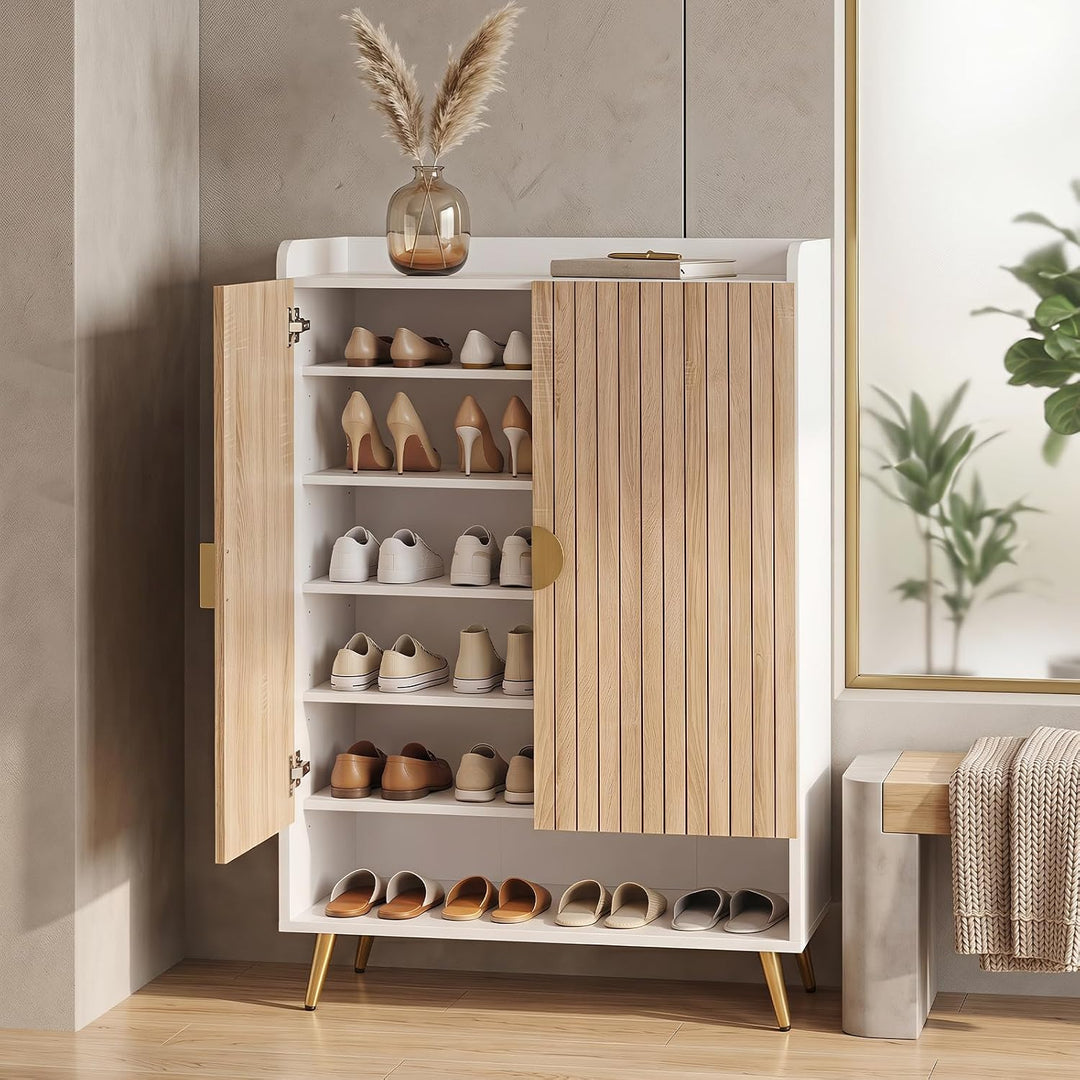 Giantex 7-Tier Wooden Shoe Storage Cabinet w/Doors