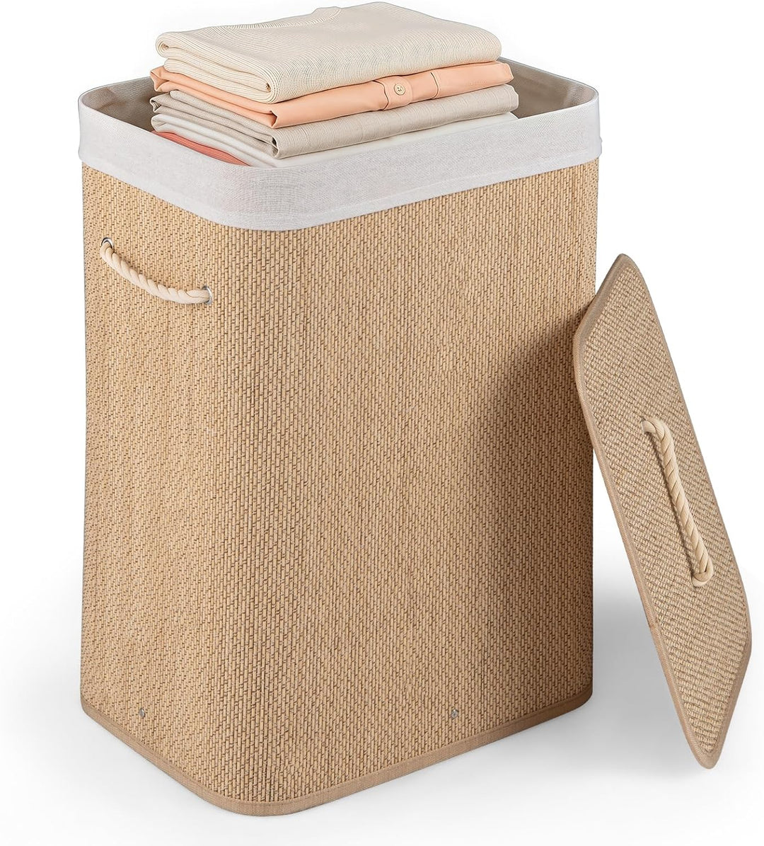 Giantex 19 Gal Rectangular Bamboo Laundry Hamper with Lid