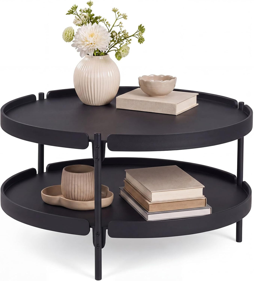 GIANTEX Small Round Coffee Table 24" Center Table with Storage