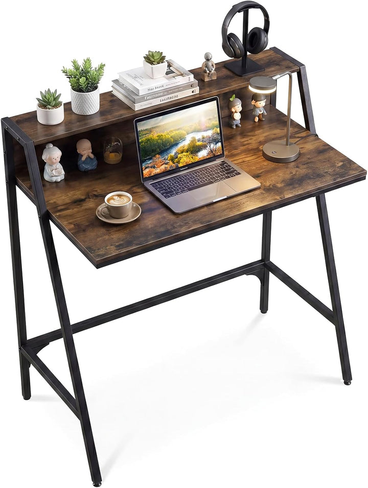Giantex 31.5" Small Computer Desk with Raised Storage Shelf &amp; Heavy-Duty Metal Frame