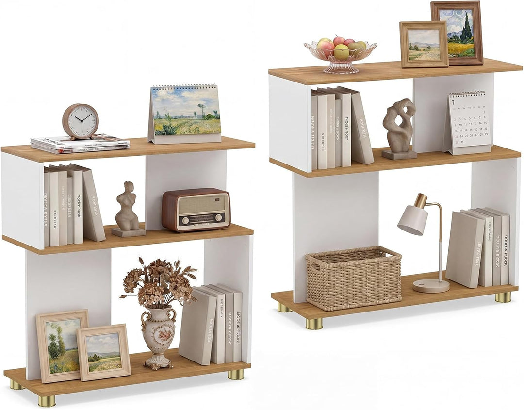 Giantex 3-Tier Geometric S Shaped Bookcase with Open Storage Shelves (1/2)