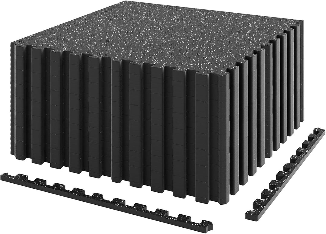 Giantex 0.39" Thick 24" x24" Interlocking Rubber Gym Floor Mats with Border Strips