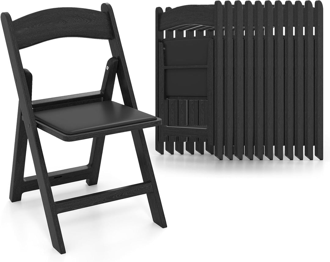 Giantex Folding Chairs Portable Resin Event Chairs with Padded Seat