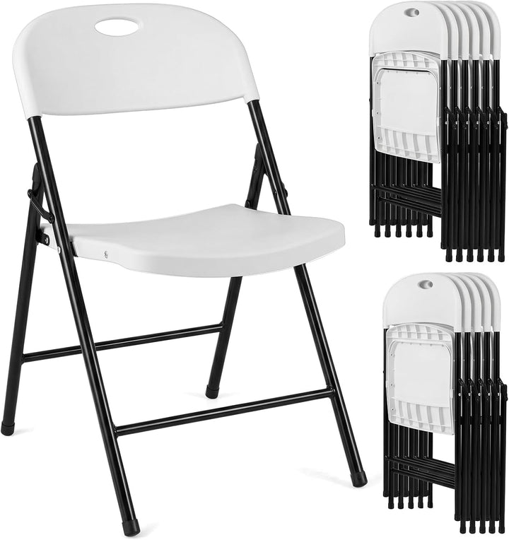 Giantex Plastic Folding Chair | Portable Stackable Commercial Seats with Ergonomic Backrest