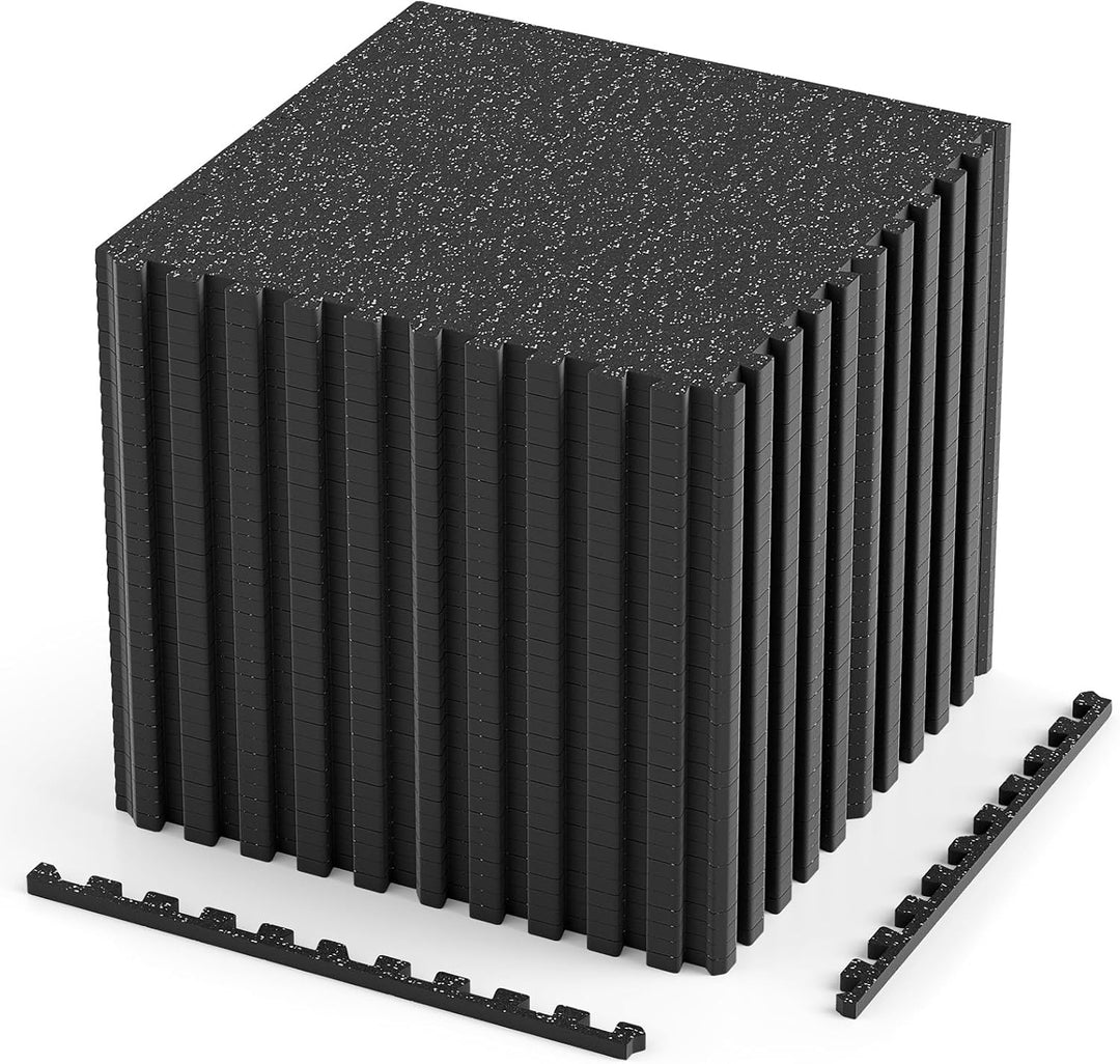 Giantex 0.39" Thick 24" x24" Interlocking Rubber Gym Floor Mats with Border Strips