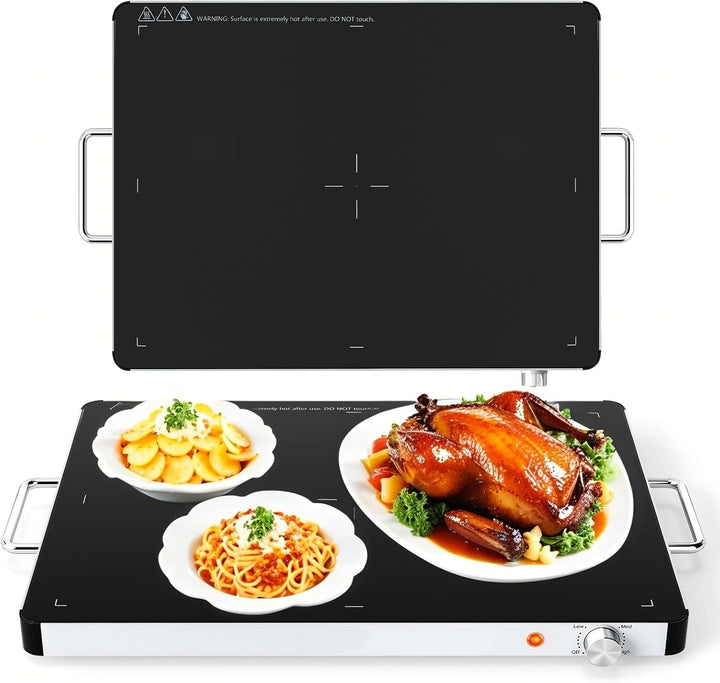 Giantex Electric Warming Tray 21'' x 16'' - Tempered Glass Buffet Server & Food Warmer