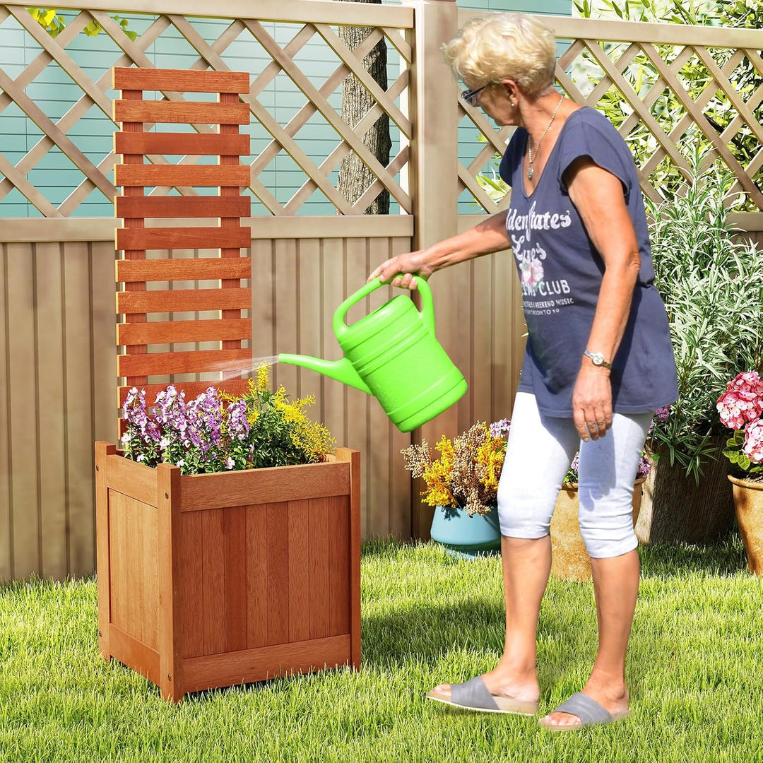 Giantex Outdoor Wooden Raised Garden Bed with Trellis