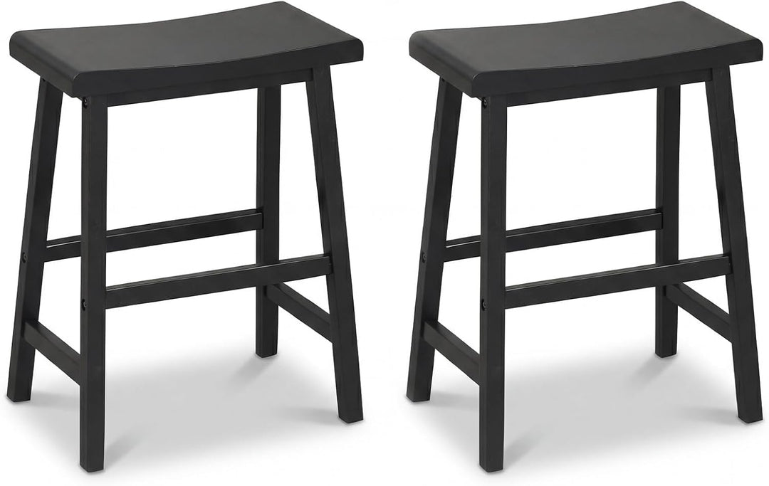Giantex 24 Inch Counter Height Saddle Bar Stools with Footrest (2/4)