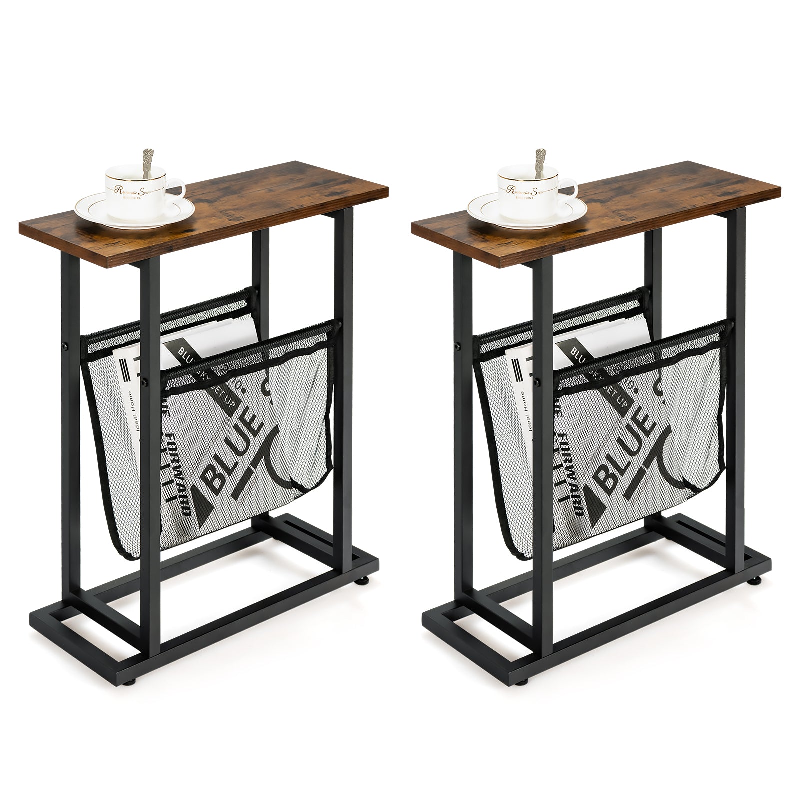 Giantex Industrial Side Table, Accent Sofa Side Table for Living Room Bedroom Furniture
