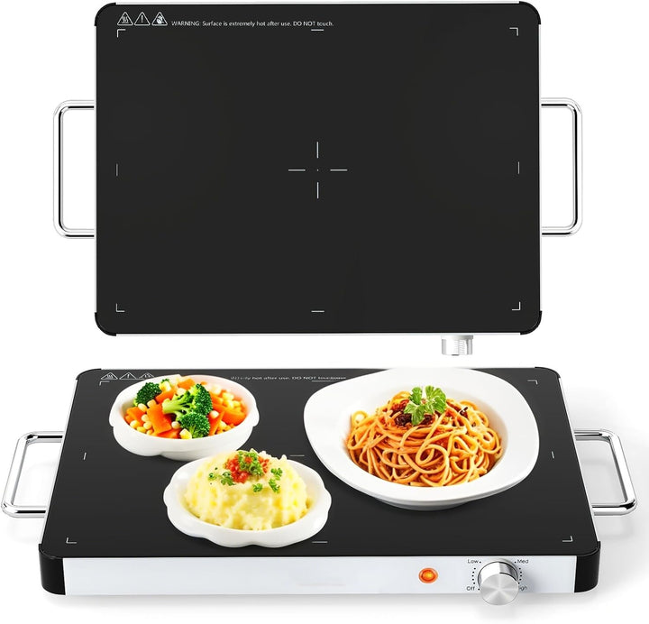 Giantex Electric Warming Tray 16'' x 12'' - Tempered Glass Buffet Server & Food Warmer