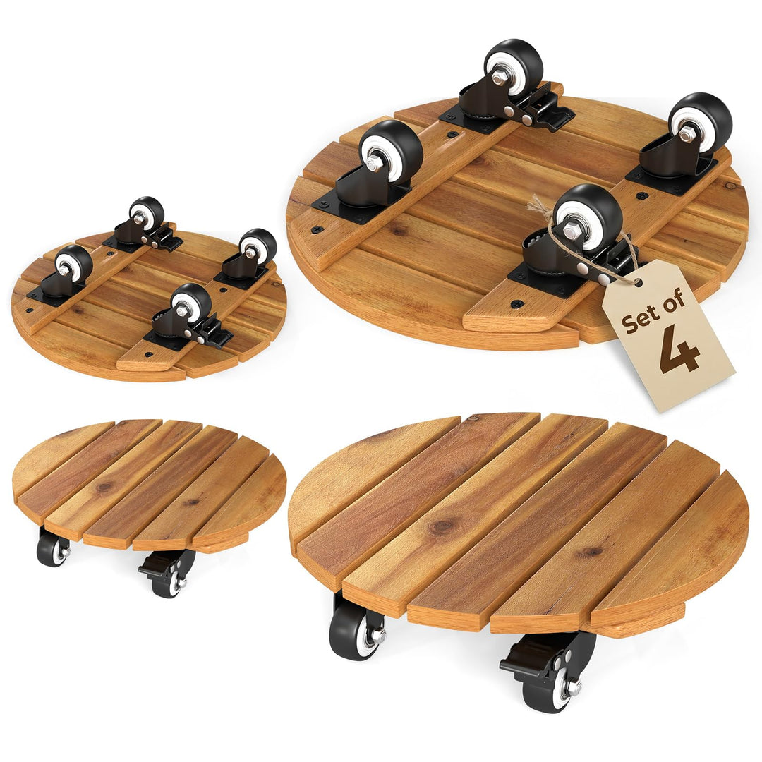 Giantex 2 Pcs and 4 Pcs Plant Caddy with Wheels with 360° Lockable Casters