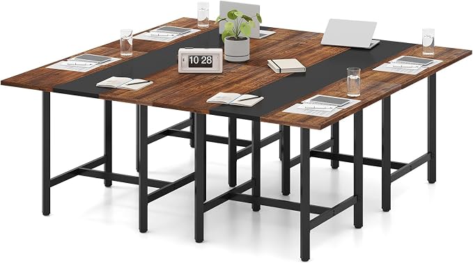 Giantex 39.5" Square Conference Table, Meeting Table for 4 People | Heavy-Duty Metal Frame