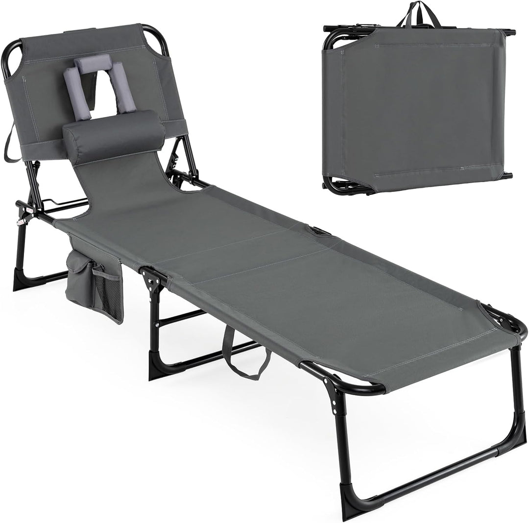 Giantex Tanning Chair with Face Arm Holes Folding Chair